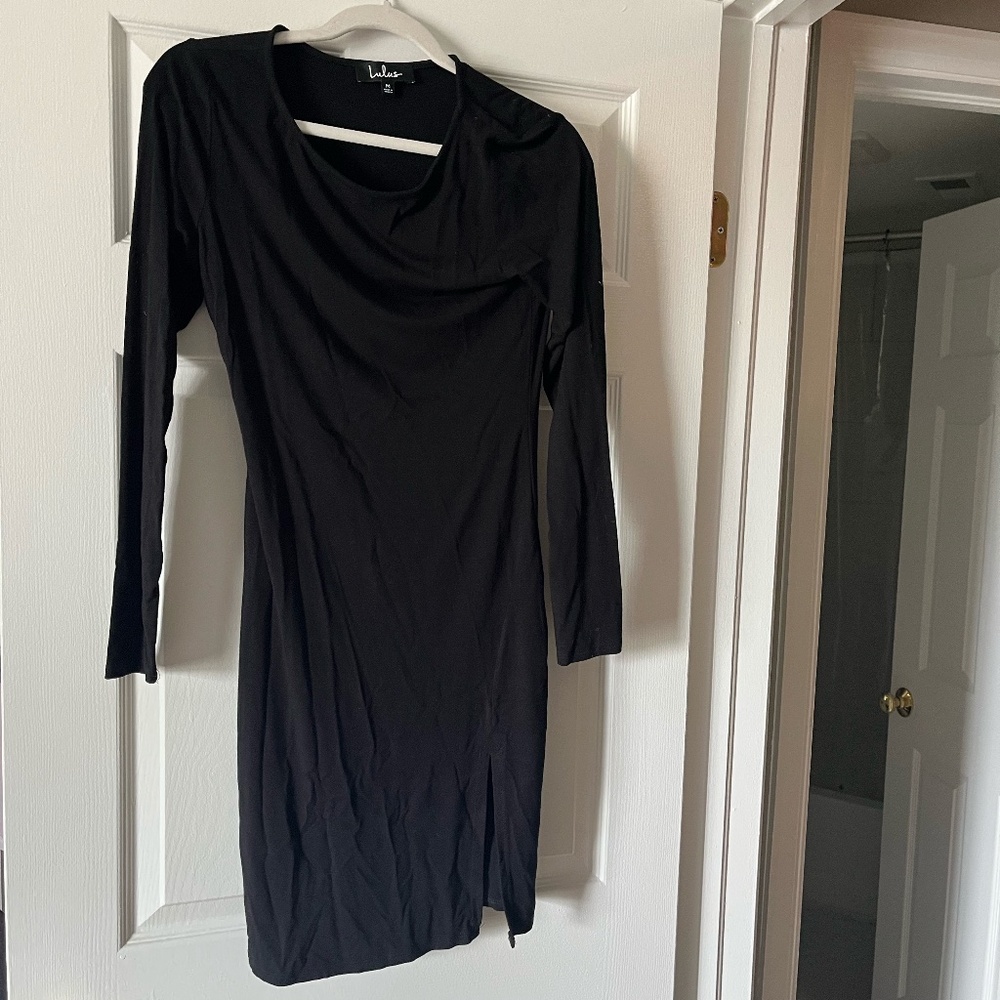 Lulu's Black Long Sleeve Midi Dress